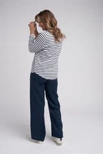 Load image into Gallery viewer, Goondiwindi Cotton - Stripe Long Sleeve Tee - White/Navy Color Back View
