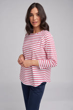 Load image into Gallery viewer, Goondiwindi Cotton - Stripe Long Sleeve Tee - White/Pink Color Front View