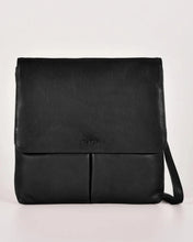 Load image into Gallery viewer, Ava Leather Flap Over Crossbody Bag in Black colour front