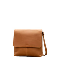 Load image into Gallery viewer, Ava Leather Flap Over Crossbody Bag in Camel colour front