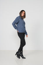 Load image into Gallery viewer, Caju Double Breasted Cardi Woollahra Knit Blue colour side shot
