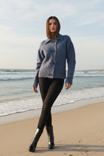 Load image into Gallery viewer, Caju Double Breasted Cardi Woollahra Knit Blue colour front shot