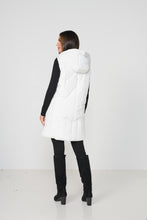 Load image into Gallery viewer, Caju Puffer Vest Geometric Panels with Removable Hood White colour back shot