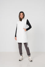 Load image into Gallery viewer, Caju Puffer Vest Geometric Panels with Removable Hood White colour front shot