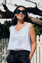 Load image into Gallery viewer, Carolina - Zoe Linen Sleeveless Top - White Front View