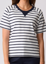 Load image into Gallery viewer, Charlie Jane - St James Top - White Navy Stripe colour front shot