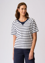 Load image into Gallery viewer, Charlie Jane - St James Top - White Navy Stripe colour front shot