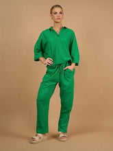 Load image into Gallery viewer, Collectivo - Scarlett Taperred Pants - Green Schiffli colour front shot