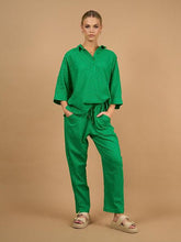 Load image into Gallery viewer, Collectivo - Scarlett Taperred Pants - Green Schiffli colour front shot