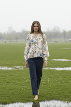 Load image into Gallery viewer, Cream - Lucia Blouse - Hailey Print with Blue colour front shot