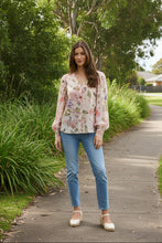 Load image into Gallery viewer, Cream - Lucia Blouse - Sepia Rose Flower colour front shot