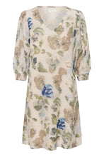 Load image into Gallery viewer, Cream - Lucia Short Dress - Hailey Print with Blue colour front shot