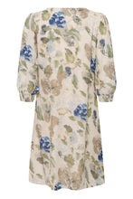 Load image into Gallery viewer, Cream - Lucia Short Dress - Hailey Print with Blue colour back shot
