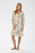 Load image into Gallery viewer, Cream - Lucia Short Dress - Hailey Print with Blue colour front shot