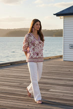 Load image into Gallery viewer, Cream - Tiah Boho Blouse - Pink Flower colour front shot