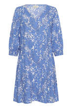 Load image into Gallery viewer, Cream - Tiah Short Dress - Blue Toile colour front shot