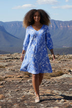 Load image into Gallery viewer, Cream - Tiah Short Dress - Blue Toile colour front shot