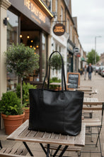 Load image into Gallery viewer, Elara - Metallic Leather Hobo - Black colour side shot