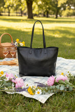 Load image into Gallery viewer, Elara - Metallic Leather Hobo - Black colour front shot