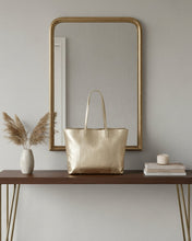 Load image into Gallery viewer, Elara - Metallic Leather Hobo - Champagne colour front shot