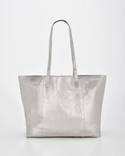Load image into Gallery viewer, Elara - Metallic Leather Hobo - Silver colour front shot