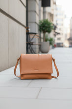 Load image into Gallery viewer, Eloise Soft Leather Crossbody Flap Bag - Tan colour front shot
