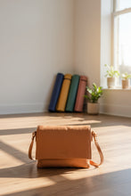 Load image into Gallery viewer, Eloise Soft Leather Crossbody Flap Bag - Tan colour front shot