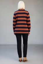 Load image into Gallery viewer, Equinox - Block Stripe Cotton Rugby Top - Rust/ Navy colour back shot