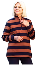 Load image into Gallery viewer, Equinox - Block Stripe Cotton Rugby Top - Rust/ Navy colour front shot