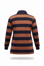 Load image into Gallery viewer, Equinox - Block Stripe Cotton Rugby Top - Rust/ Navy colour back shot