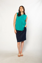 Load image into Gallery viewer, Equinox - Mid-Length Pull-On Denim Skirt - Indigo colour front shot