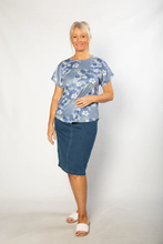 Load image into Gallery viewer, Equinox - Mid-Length Pull-On Denim Skirt - Stonewash colour front shot