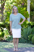 Load image into Gallery viewer, Equinox - Mid-Length Pull-On Denim Skirt - White colour front shot