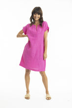 Load image into Gallery viewer, Escape by OQ - Linen Cap Sleeve Shift Dress - Pink colour front shot