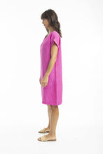 Load image into Gallery viewer, Escape by OQ - Linen Cap Sleeve Shift Dress - Pink colour side shot