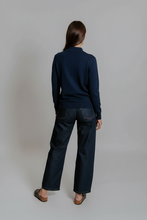 Load image into Gallery viewer, Fields Knitwear - Bella Turtle Neck Pullover - Navy colour back shot