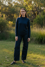 Load image into Gallery viewer, Fields Knitwear - Bella Turtle Neck Pullover - Navy colour front shot