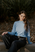 Load image into Gallery viewer, Fields Knitwear - Bella Turtle Neck Pullover - Pastel Blue colour front shot