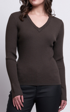 Load image into Gallery viewer, Foil - Finer Things Sweater - Pine Forest Marle Front closed up
