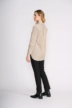 Load image into Gallery viewer, Foil - Push Up Shirt - Taupe Wide Stripe style back shot