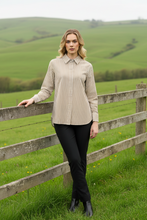 Load image into Gallery viewer, Foil - Push Up Shirt - Taupe Wide Stripe style front shot