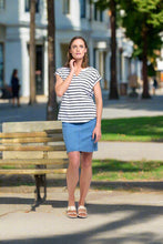 Load image into Gallery viewer, Foil - Roll Play Tee - Breton Stripe style front shot