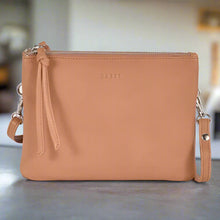 Load image into Gallery viewer, Fulton Soft Leather Double Pouch Crossbody Bag in Camel colour
