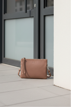 Load image into Gallery viewer, Fulton Soft Leather Double Pouch Crossbody Bag - Taupe colour front shot