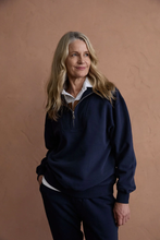 Load image into Gallery viewer, Goondiwindi Cotton - 1/2 Zip Raglan Sweater - Parisian Night colour front shot