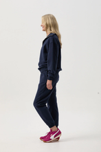 Load image into Gallery viewer, Goondiwindi Cotton - 1/2 Zip Raglan Sweater - Parisian Night colour side shot