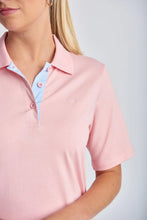 Load image into Gallery viewer, Goondiwindi Cotton - Cotton Jersey Classic Polo in Tickle Pink colour front closed up shot