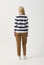 Load image into Gallery viewer, Goondiwindi Cotton - Cotton Long Sleeve Tee With Button Sleeve - White/ Parisian colour back shot