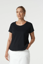 Load image into Gallery viewer, Goondiwindi Cotton - Cotton Roll Cuff Tee - Navy colour front shot