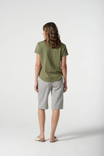 Load image into Gallery viewer, Goondiwindi Cotton - Cotton Roll Cuff Tee - Sage Green color back shot